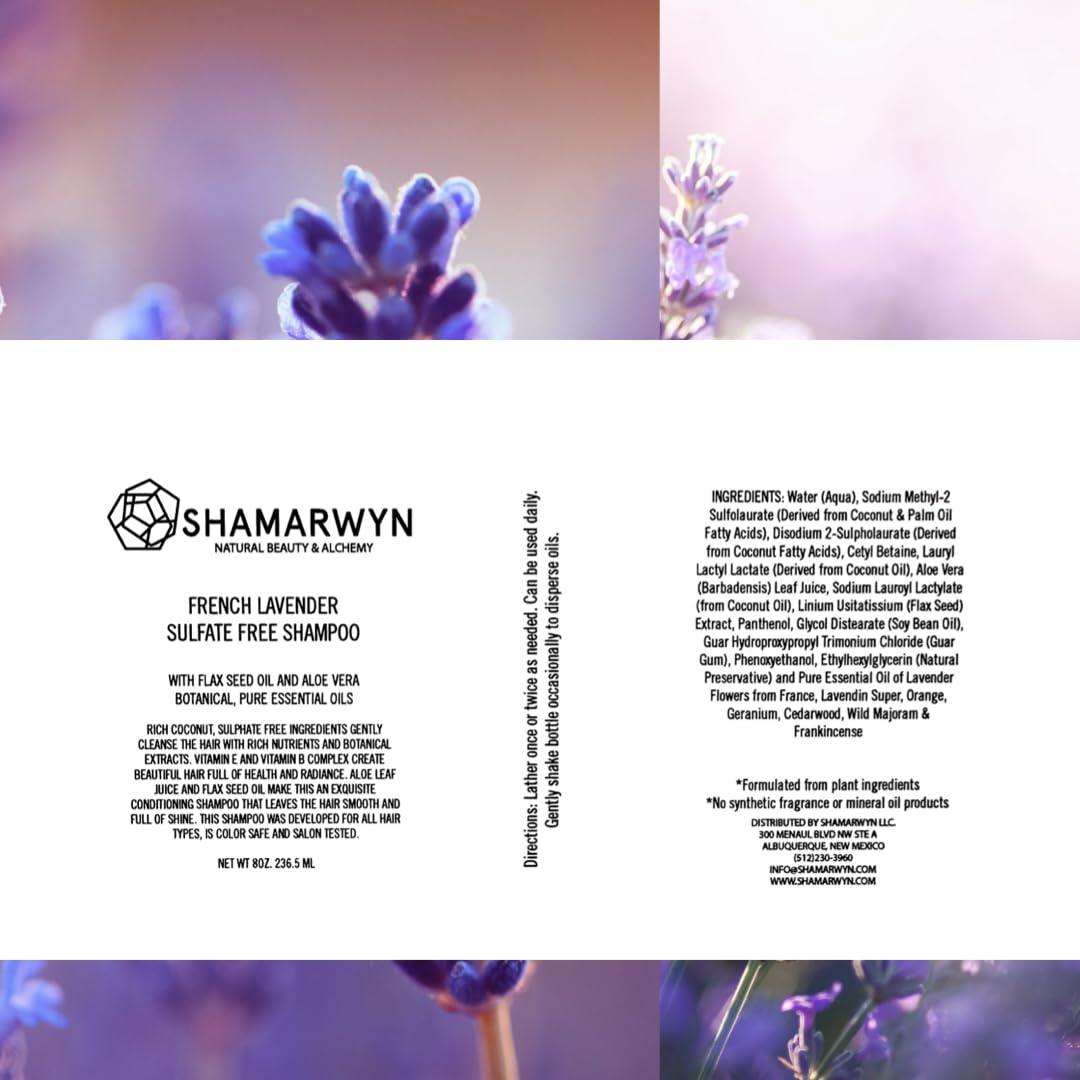 Organic French Lavender Shampoo & Conditioner Set - Sulfate Free, Natural Essential Oils, Color Safe Hair Care (8oz Each) - Perfect for Dry, Damaged Hair & Scalp Soothing