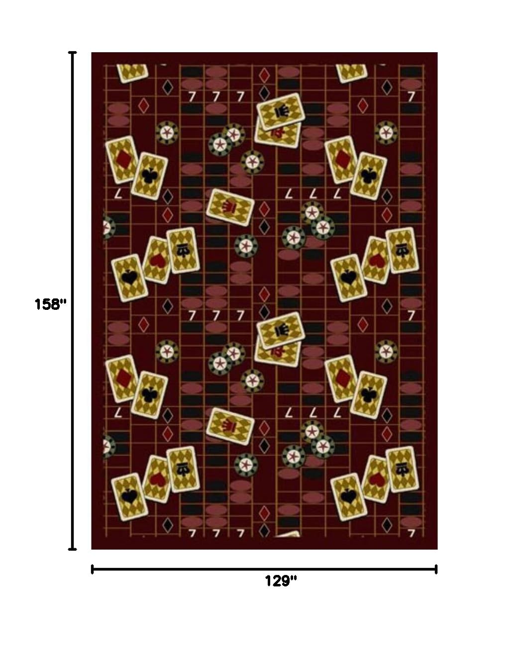 Joy Carpets Games People Play Feeling Lucky Gaming Area Rug - Burgundy Red 5'x7' Soft Non-Slip Carpet for Game Room, Living Room & Bedroom Decor