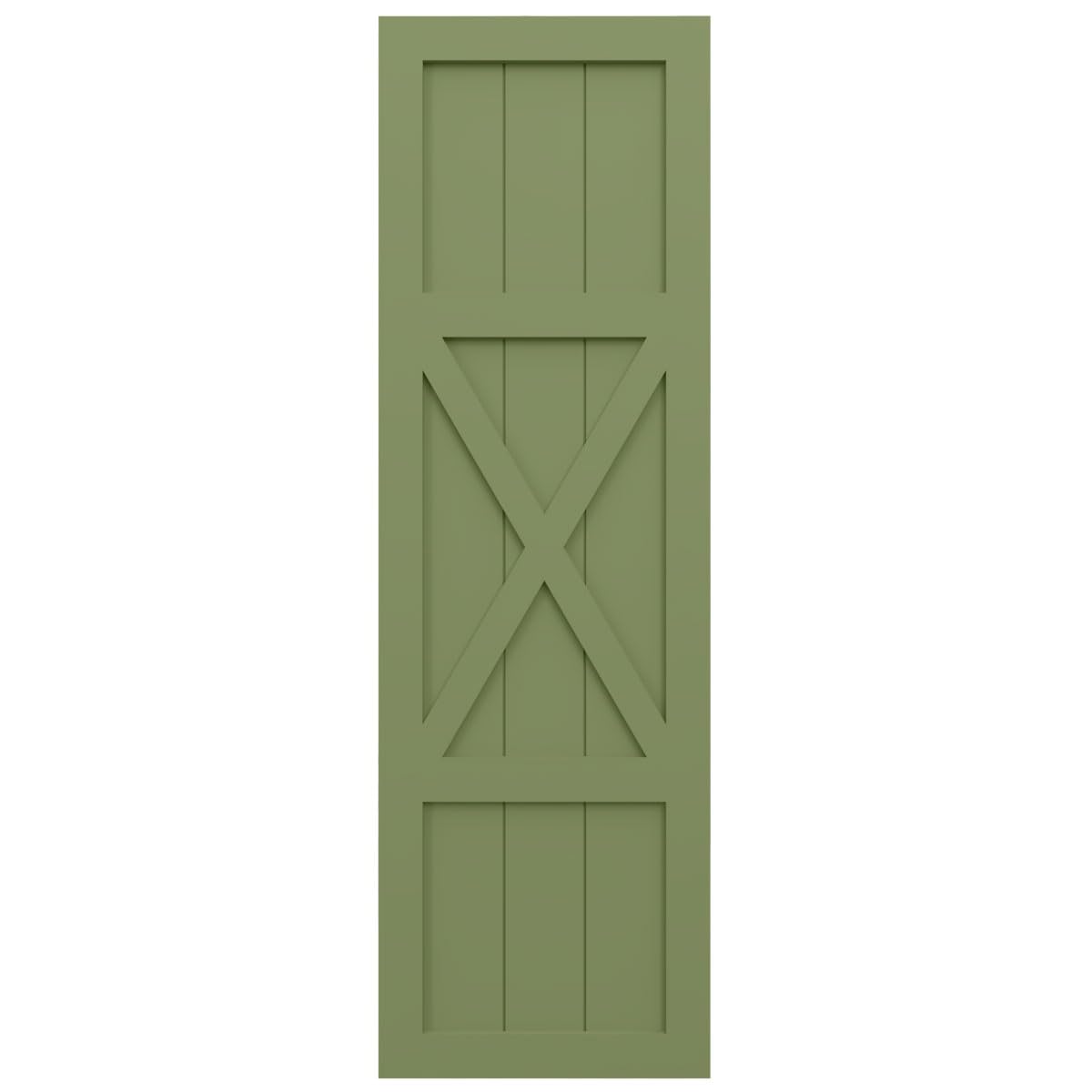 Ekena Millwork TFP107FH15X071MG True Fit PVC Center X-Board Farmhouse Fixed Mount Shutters - 15x71 Inches Moss Green (Pair, Hardware Not Included) | Perfect for Home Exterior, Window Decor & Farmhouse Style Enhancement