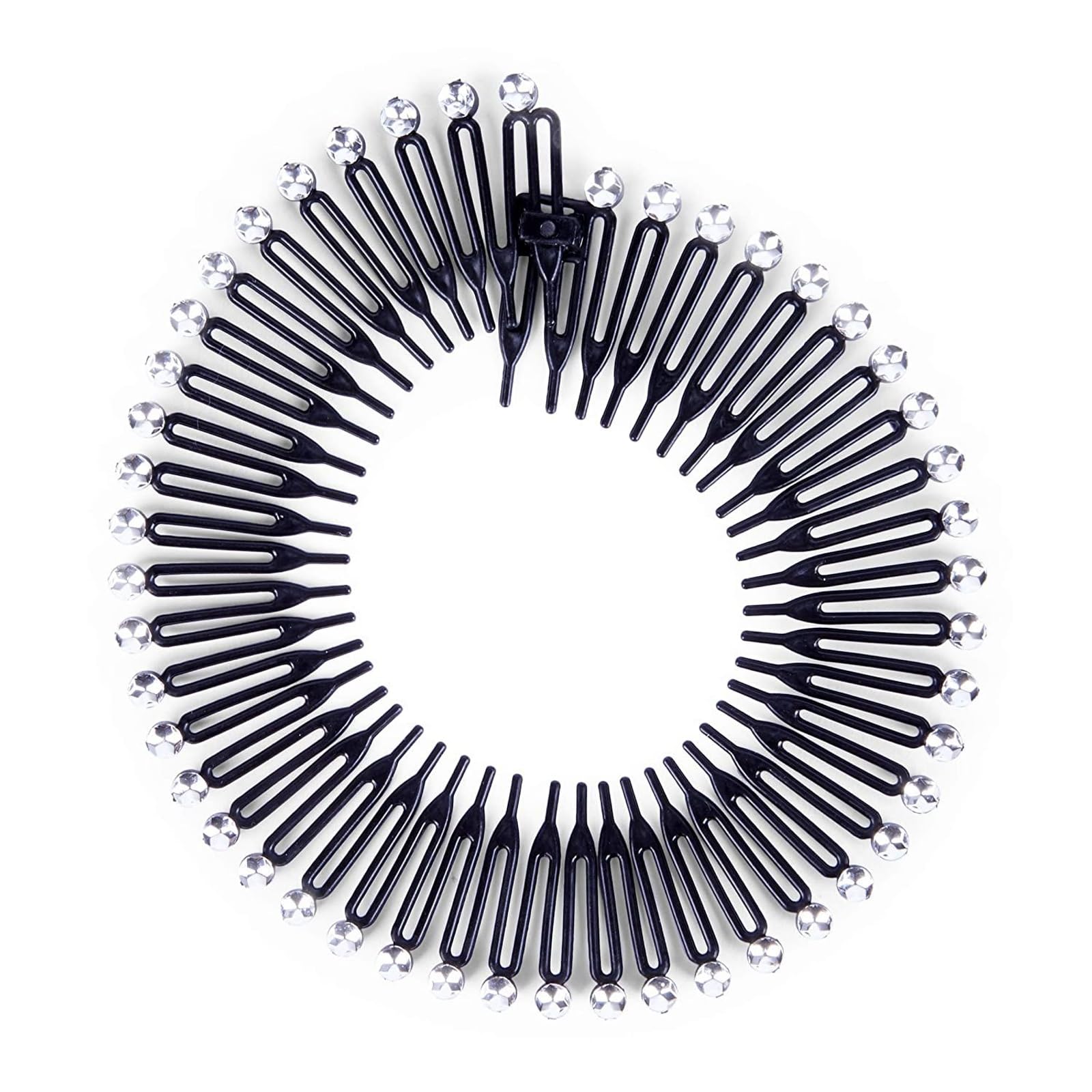 Glamlily 12 Pack Rhinestone Zig Zag Circle Headbands with Teeth Comb for Women - Non-Slip Hair Accessories in 6 Colors - Perfect for Weddings, Parties & Everyday Styling