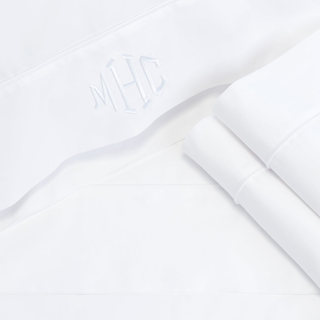 Bright White 400 Thread Count Percale Cotton Sheet Set (Fitted, Flat & Pillowcases) - Ultra Soft & Breathable Bed Sheets for All Seasons - Perfect for Queen Size Beds, Hotels, and Guest Rooms