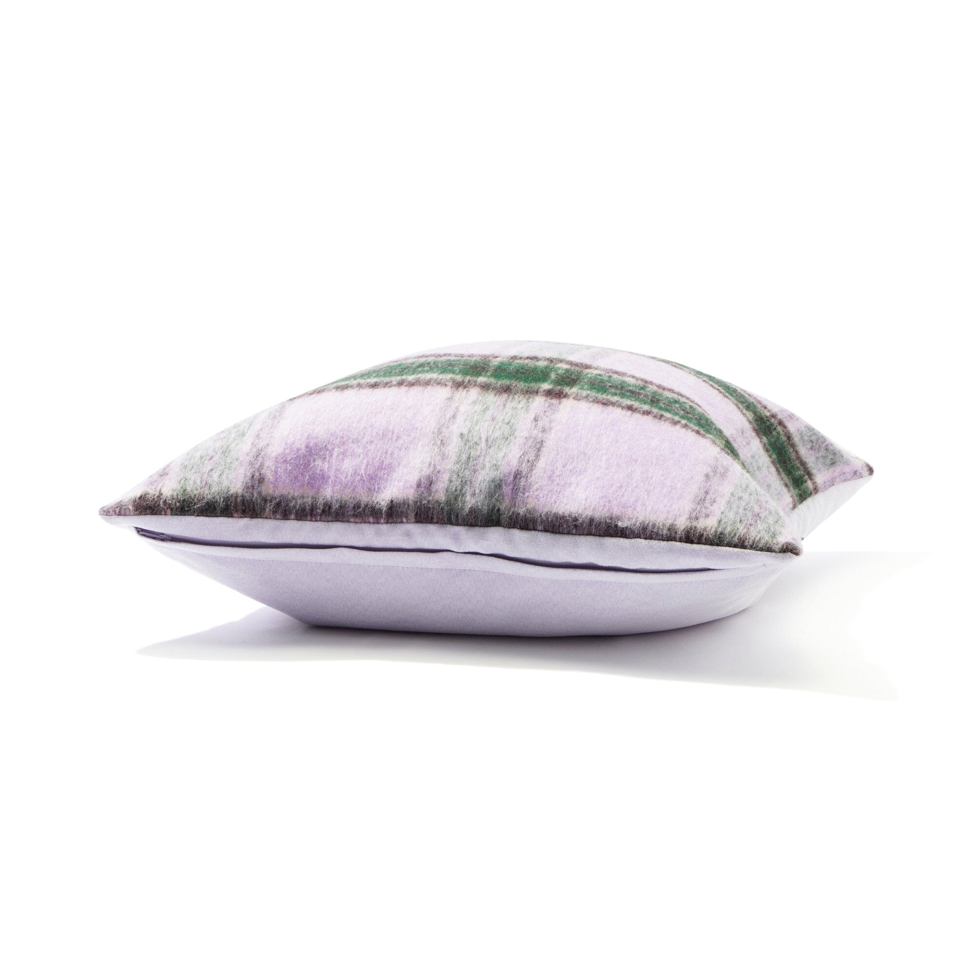 Soft Mohair-Like Checkered Cushion Cover 18x18 Inches Purple and Green - Perfect for Sofa, Bed, and Home Decor