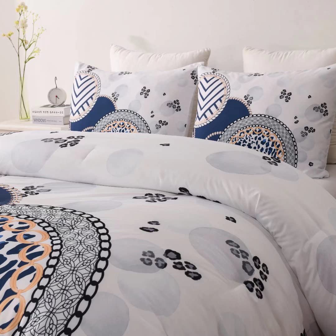 Shatex 2-Piece Twin Comforter Set - Ultra Soft All-Season Polyester Bedding with Leopard Print - Blue & Grey - Perfect for Kids' Rooms, Dormitories & Cozy Bedroom Decor