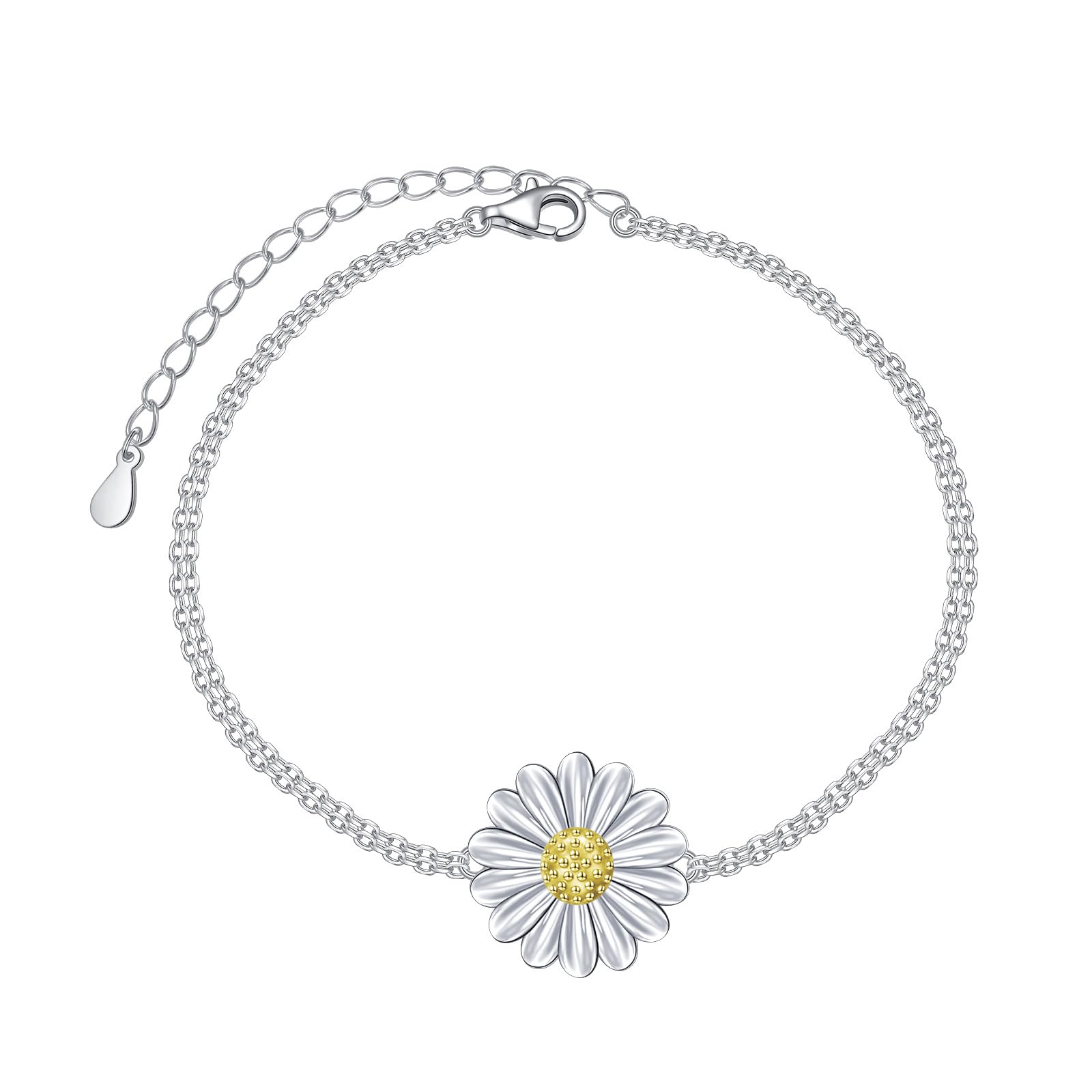 FLYOW 925 Sterling Silver Floral Bracelet for Women | Elegant Flower Design Jewelry | Perfect Birthday Gift for Her | Ideal for Parties, Weddings & Everyday Wear