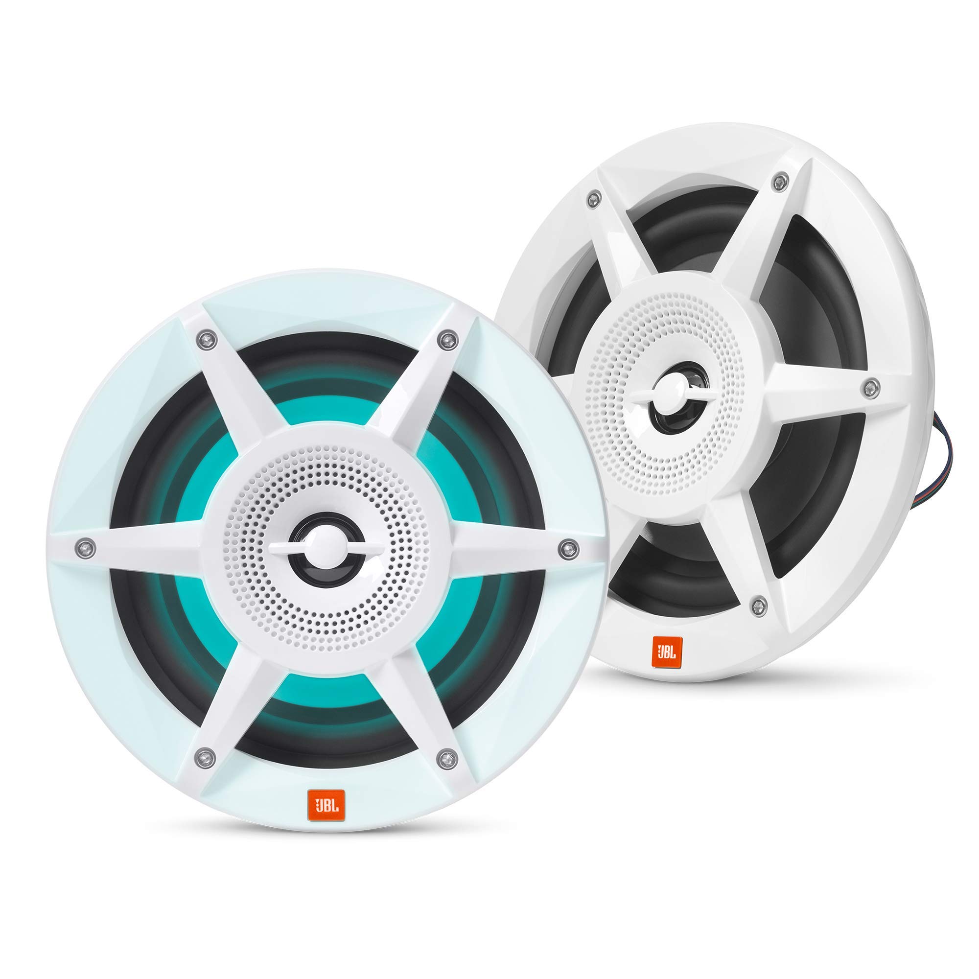 JBL 6.5 Inch Coaxial Marine RGB Speakers - White Stadium Series STADIUMMW6520AM (Renewed) - Waterproof Boat Audio for Outdoor, Pool Party & Marine Use
