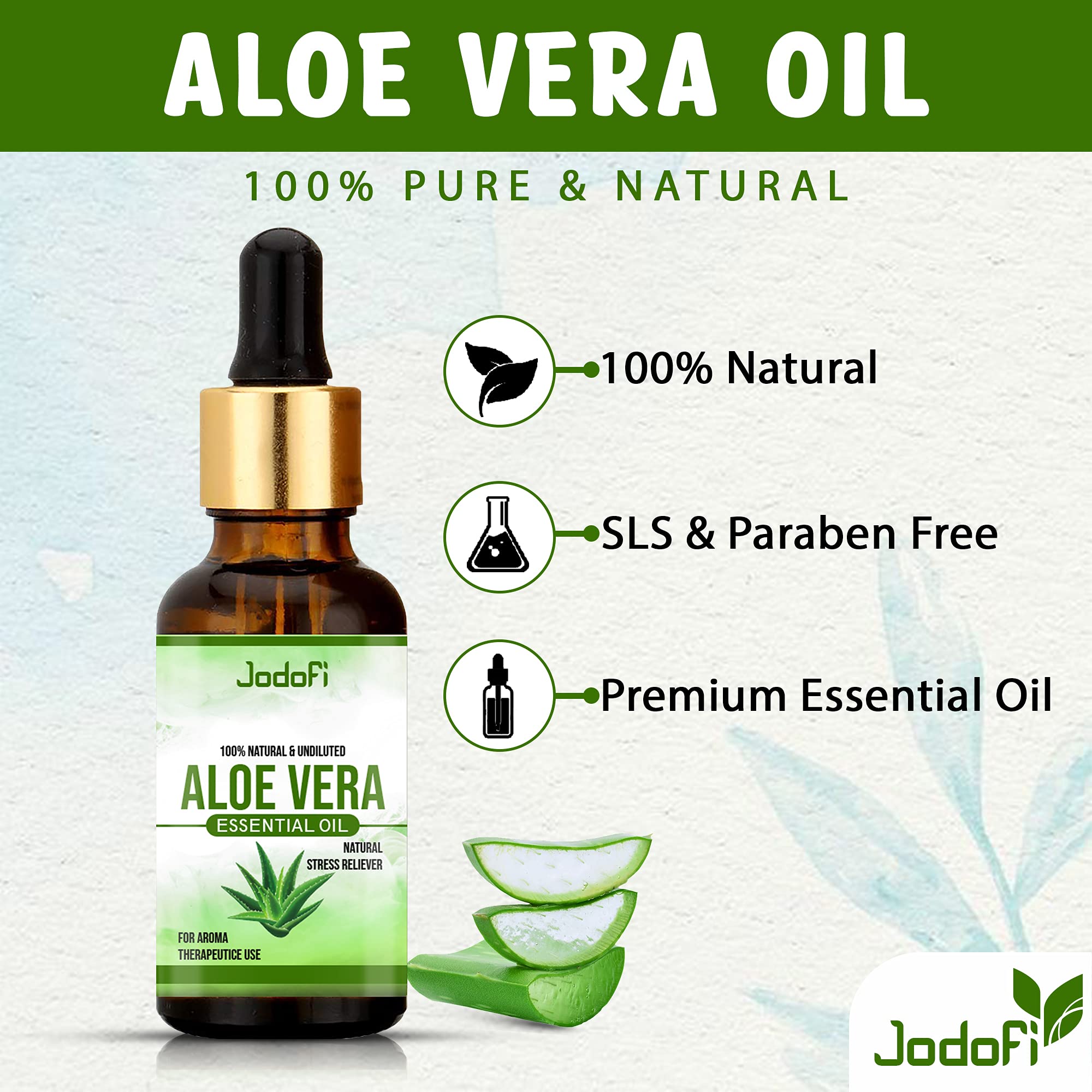 Jodofi Pure Aloe Vera Oil for Skin & Hair - 10ml Bottle - Natural Moisturizer for Dry Skin, Scalp Care & After Sun Relief - Perfect for Face, Body & Hair Treatments