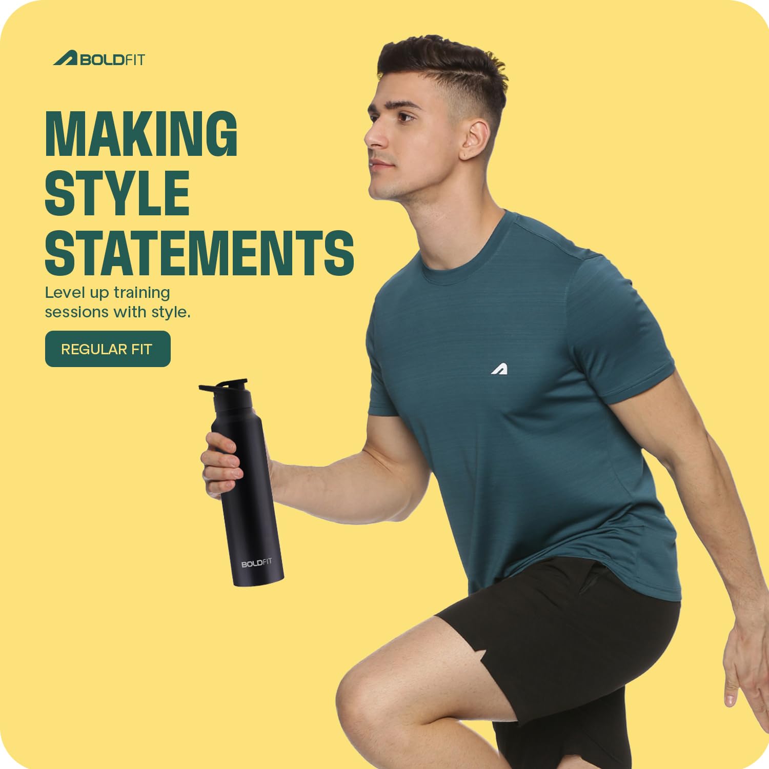 Boldfit Men's Quick Dry Gym T-Shirts - Regular Fit Active Workout Shirts for Running, Training & Casual Wear | Moisture Wicking Performance Tees for Sports & Fitness