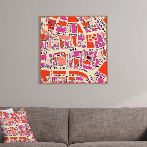 Paris Map Pink