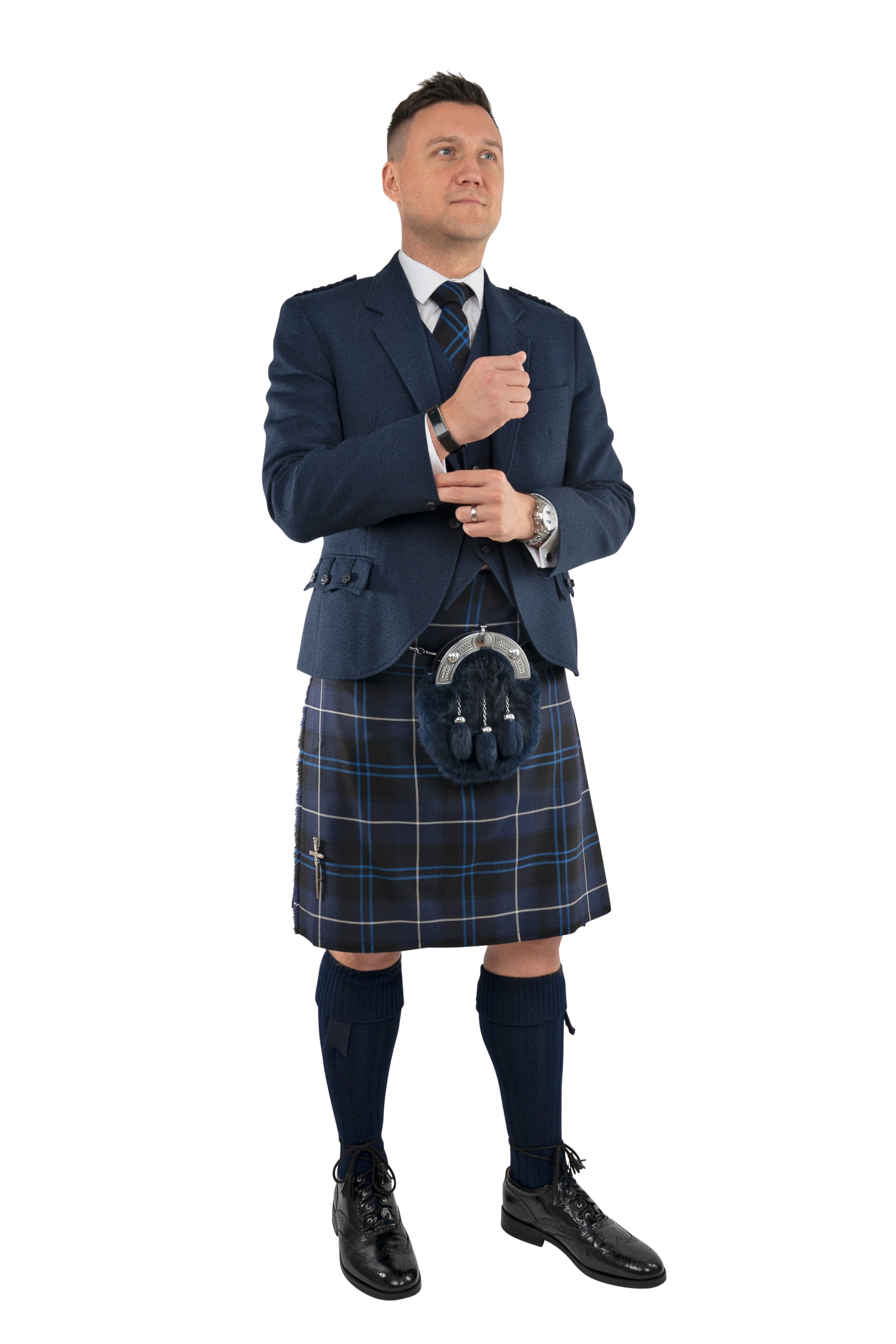 Navy Arrochar Tweed Outfit for Women - Classic Elegant Jacket and Skirt Set - Perfect for Office, Parties, and Formal Events