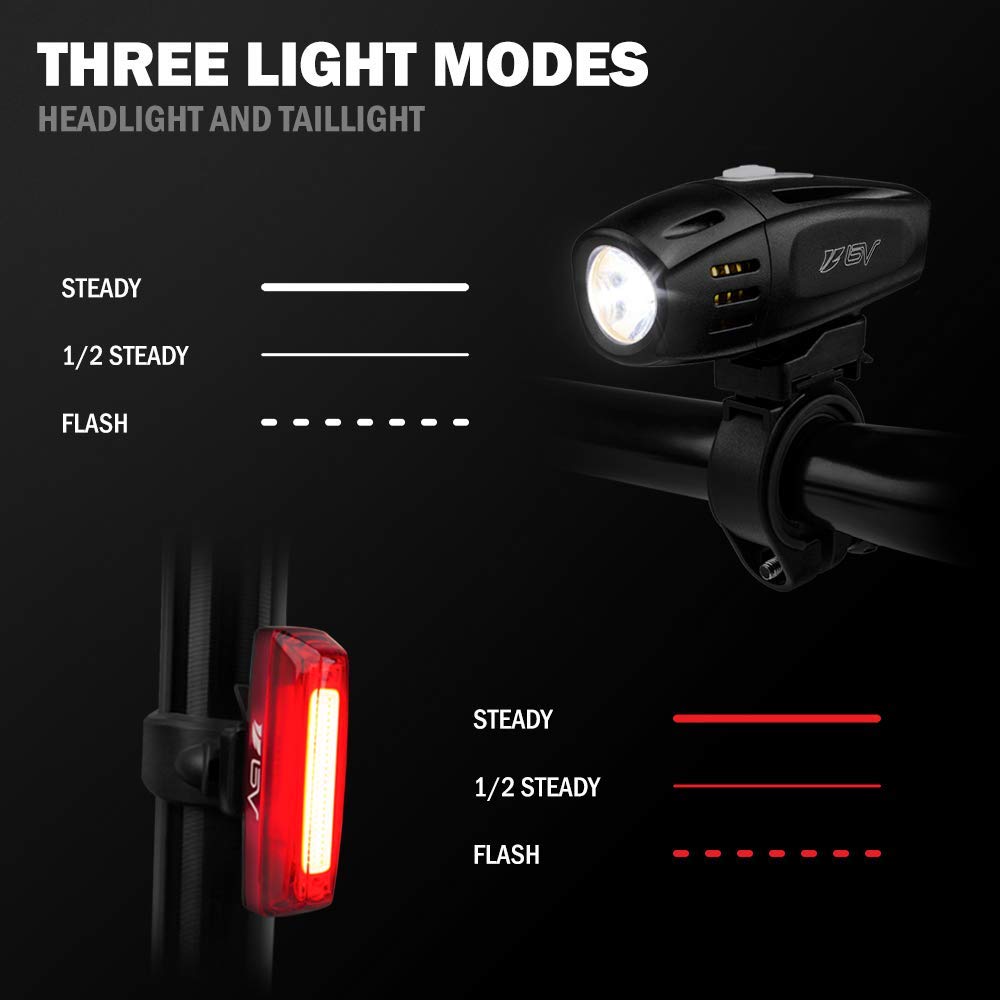 BV Large Waterproof Bike Saddle Bag with USB Rechargeable LED Bike Light - Cycling Accessories for Mountain/Road Bikes, Commuting & Night Riding Safety Gear