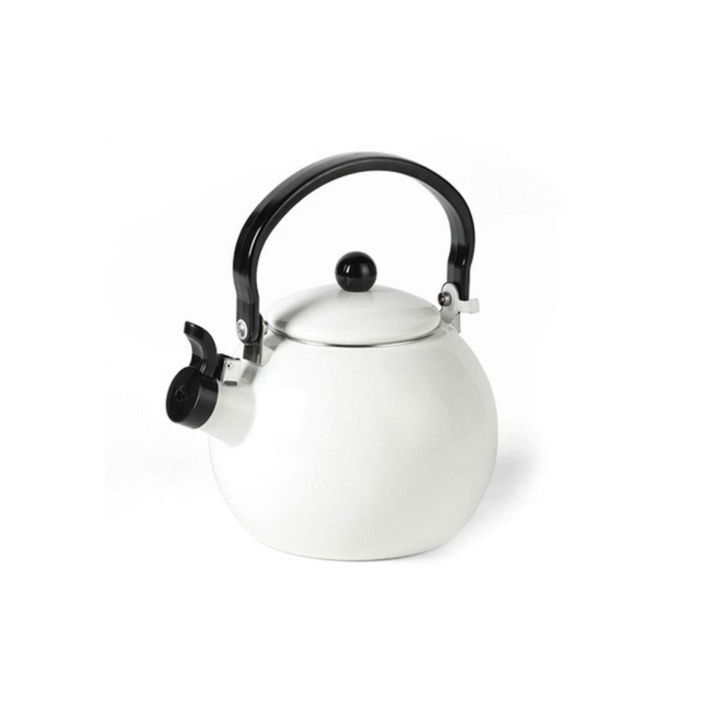 Premium Stainless Steel Whistling Tea Kettle with Capsule Bottom - Safe for Gas & Electric Stoves - Classic White - Perfect for Home, Office & Camping Tea Brewing