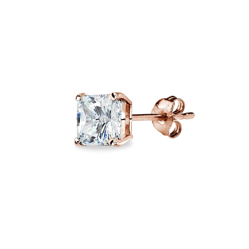 AAA Cubic Zirconia Princess Cut Sterling Silver Stud Earrings for Women - Perfect for Weddings, Parties & Everyday Elegance