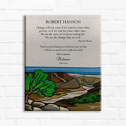 16x20 Custom Canvas Personalized Gift for Mentor, Leader, Teacher & Boss - Inspirational Sea Landscape with Barack Obama Quote (1811) - Perfect for Office Decor, Retirement Gift & Appreciation Present