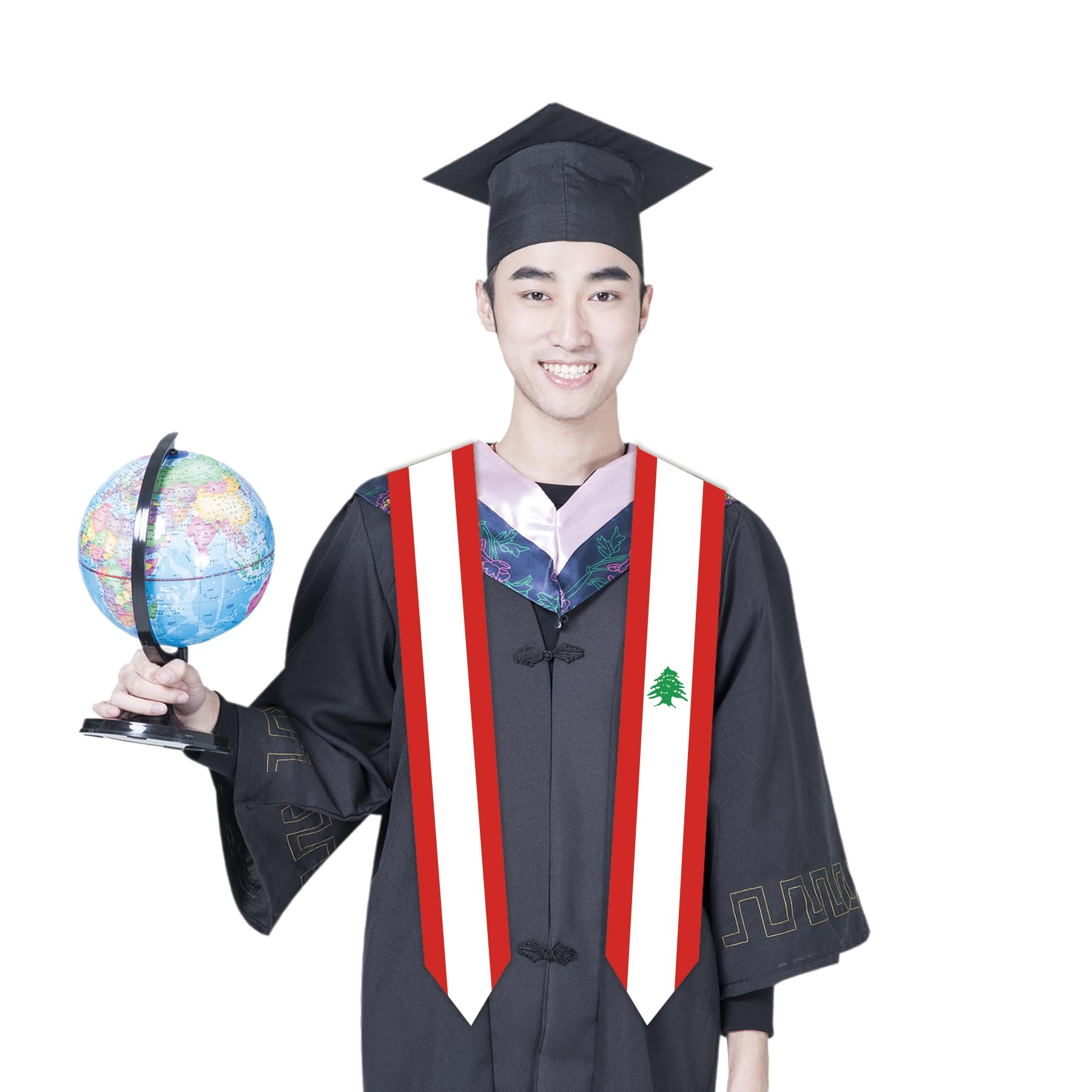 Lebanon Flag Graduation Stole - 180x13cm Double Sided Sash for International Students - Perfect for Study Abroad Graduation Ceremonies & Cultural Pride Celebrations