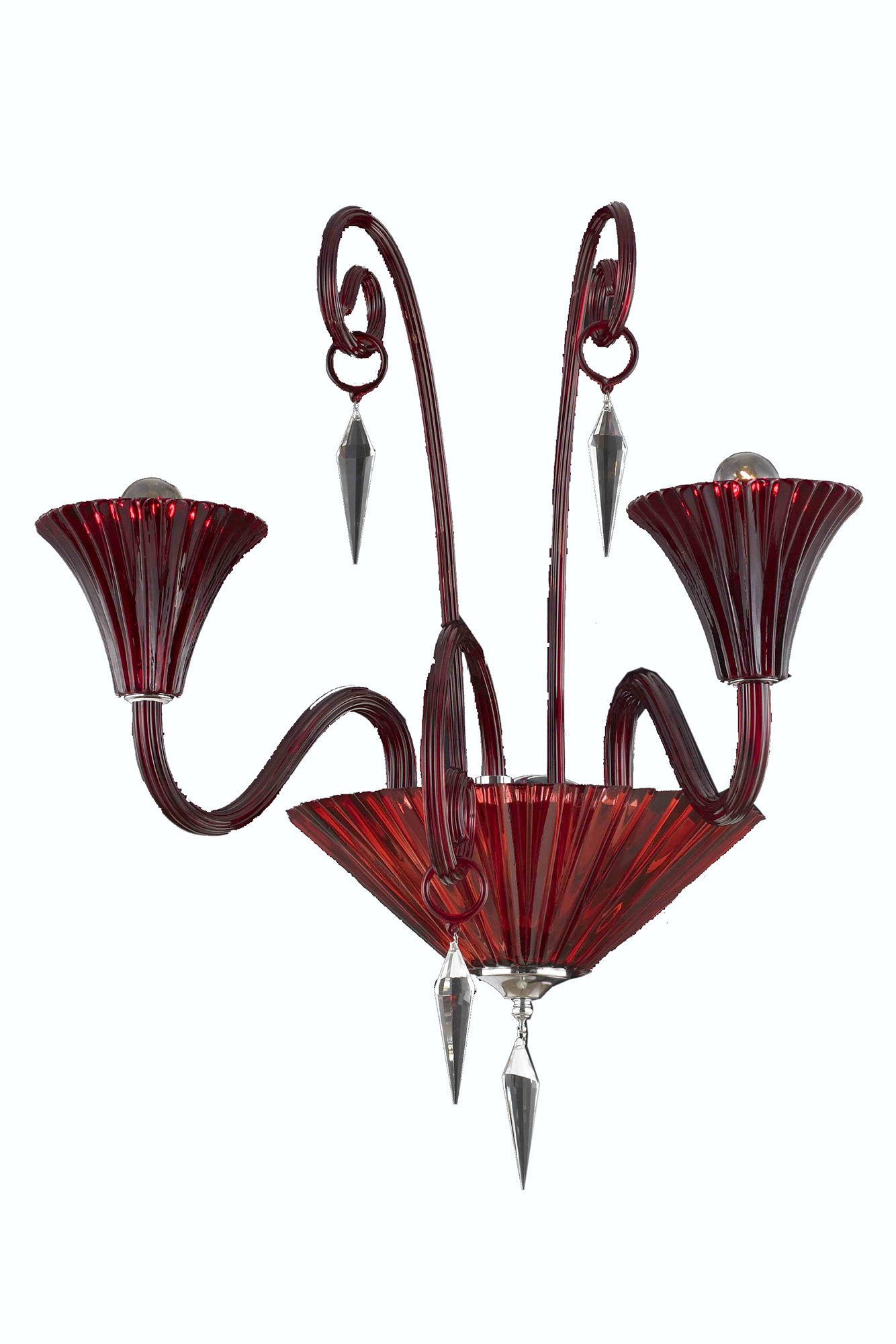 Elegant Lighting Symphony Collection 2-Light Wall Sconce with Swarovski Elements - Crystal Clear & Red Finish - Perfect for Living Room, Bedroom, or Hallway Decor