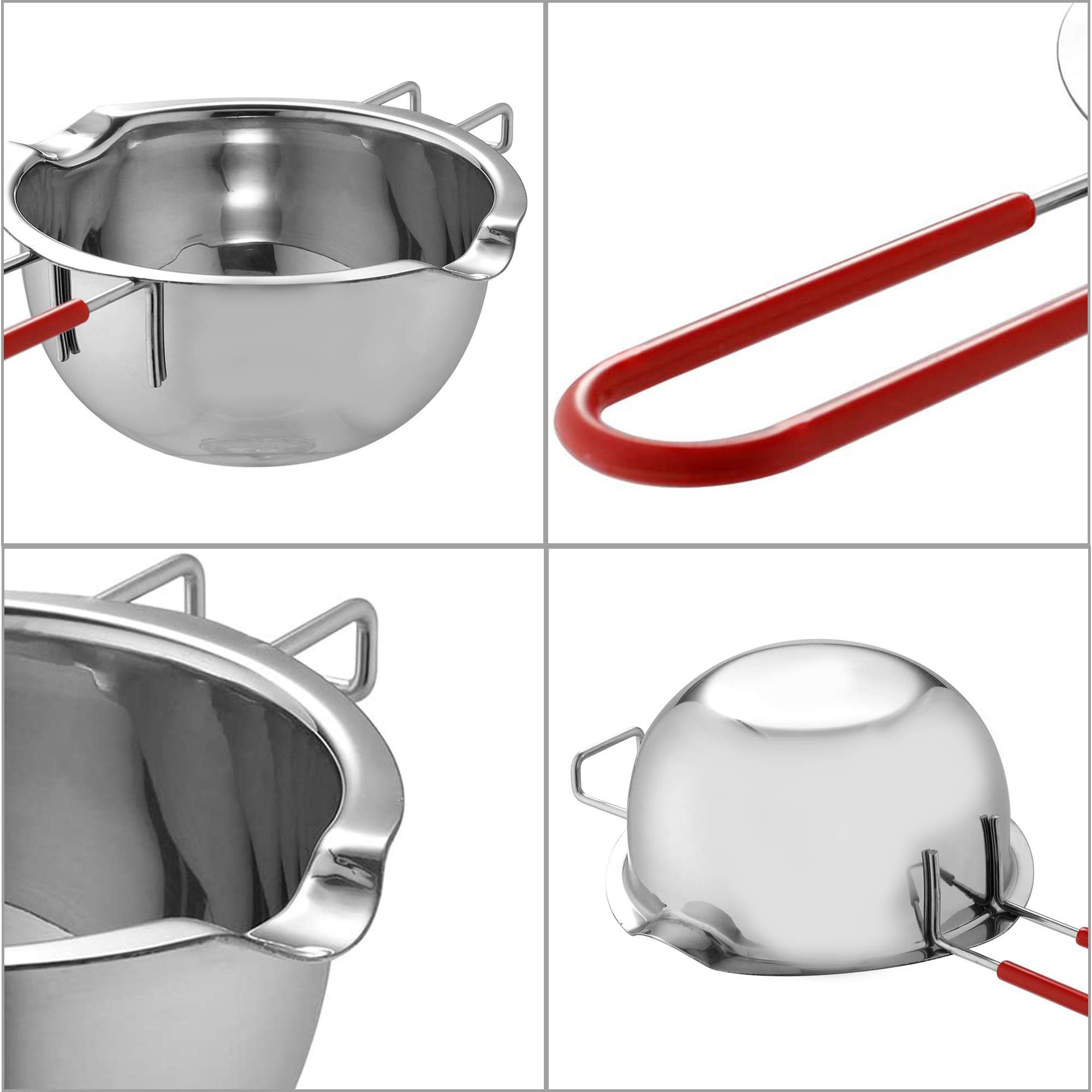 Premium Stainless Steel Double Boiler Melting Pot with Heat-Resistant Handle - 450/900ML Large Capacity for Melting Chocolate, Butter, Candy, Cheese & Candle Making - Perfect for Home Kitchens, Bakeries & DIY Craft Projects