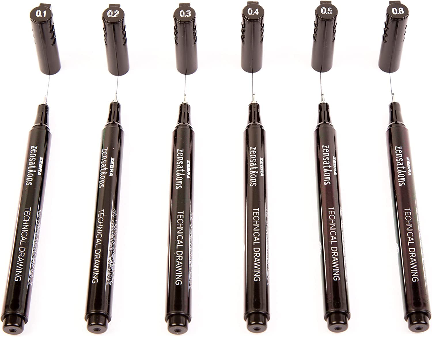Zebra Zensations Black Fineliner Pens 0.8mm - 10 Pack Technical Drawing Markers for Sketching, Note Taking & Bullet Journaling - Perfect for Artists, Architects & Students