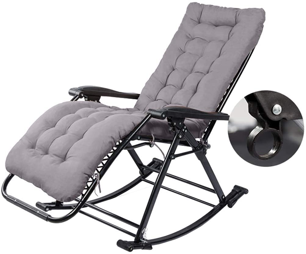 Premium Reclining Outdoor Folding Chair with Cushions - Adjustable Lounge Rocking Chair for Patio, Garden, Beach & Poolside - Heavy Duty 550lbs Capacity - Perfect for Relaxing, Sunbathing & Backyard BBQs