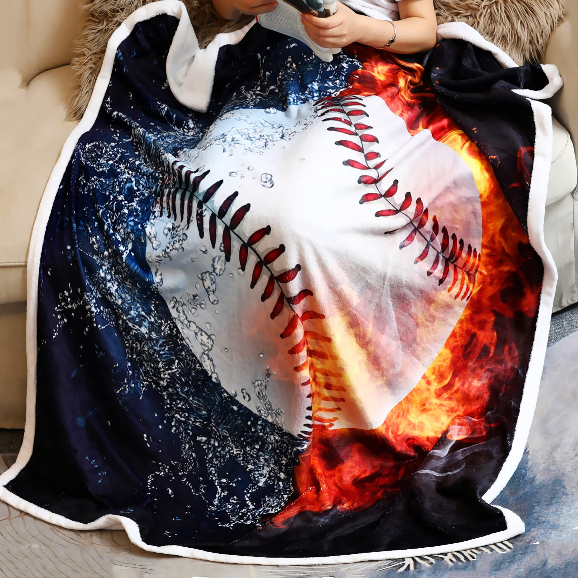 Premium Sviuse Baseball Fleece Throw Blanket - 50x60 Inch Soft Sports Blanket for Baseball Lovers, Perfect Gift for Boys & Adults - Great for Games, Camping & Cozy Home Use