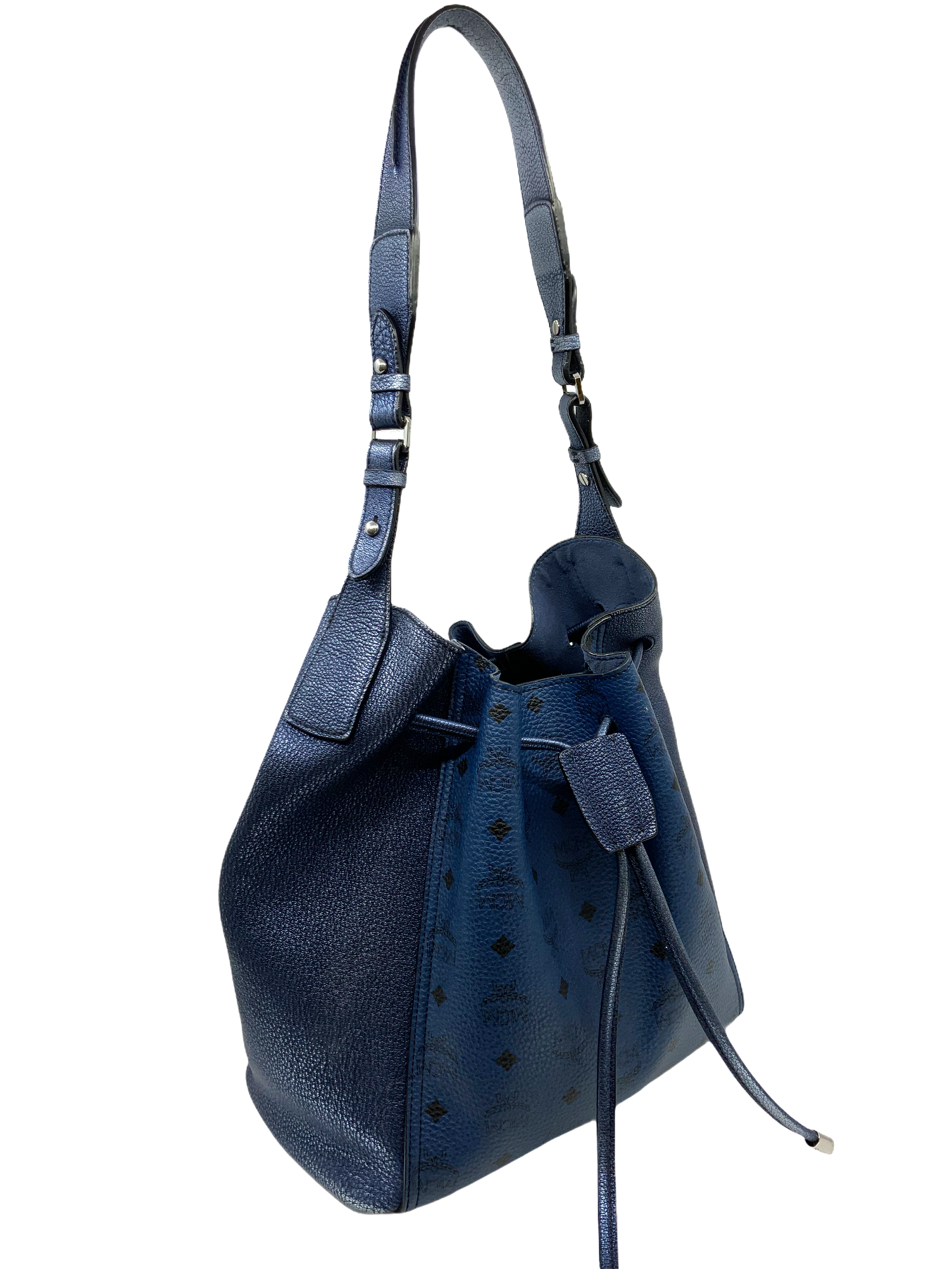 MCM Metallic Goatskin Monogram Logo Canvas Bucket Bag for Women | Luxury Designer Handbag for Travel, Shopping & Everyday Use