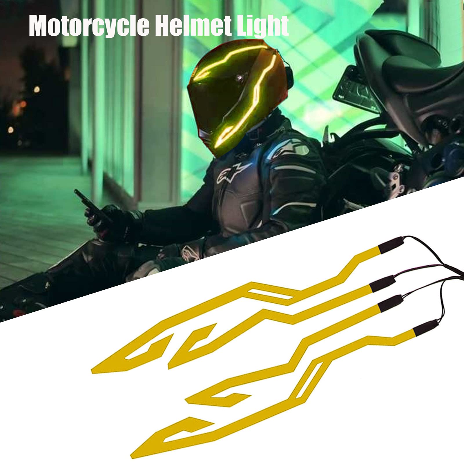 VideoPUP Motorcycle Helmet LED Light Kit - High Visibility Yellow Cycling Sticker Lights for Night Riding & Safety Signals | Perfect for Motorcycle & Bike Helmets - Ideal for Urban Commuting, Nighttime Adventures & Group Rides
