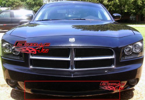 APS Black Stainless Steel Front Bumper Grill Insert for 2005-2010 Dodge Charger - D76439H Compatible Lower Mesh Grille - Perfect for Car Customization & Replacement Parts