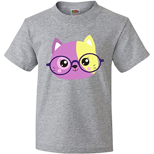 Hipster Cat with Glasses Graphic T-Shirt for Kids & Teens | Cute Kitten Apparel for School & Casual Wear | Funny Cat Lover Outfit for Boys & Girls