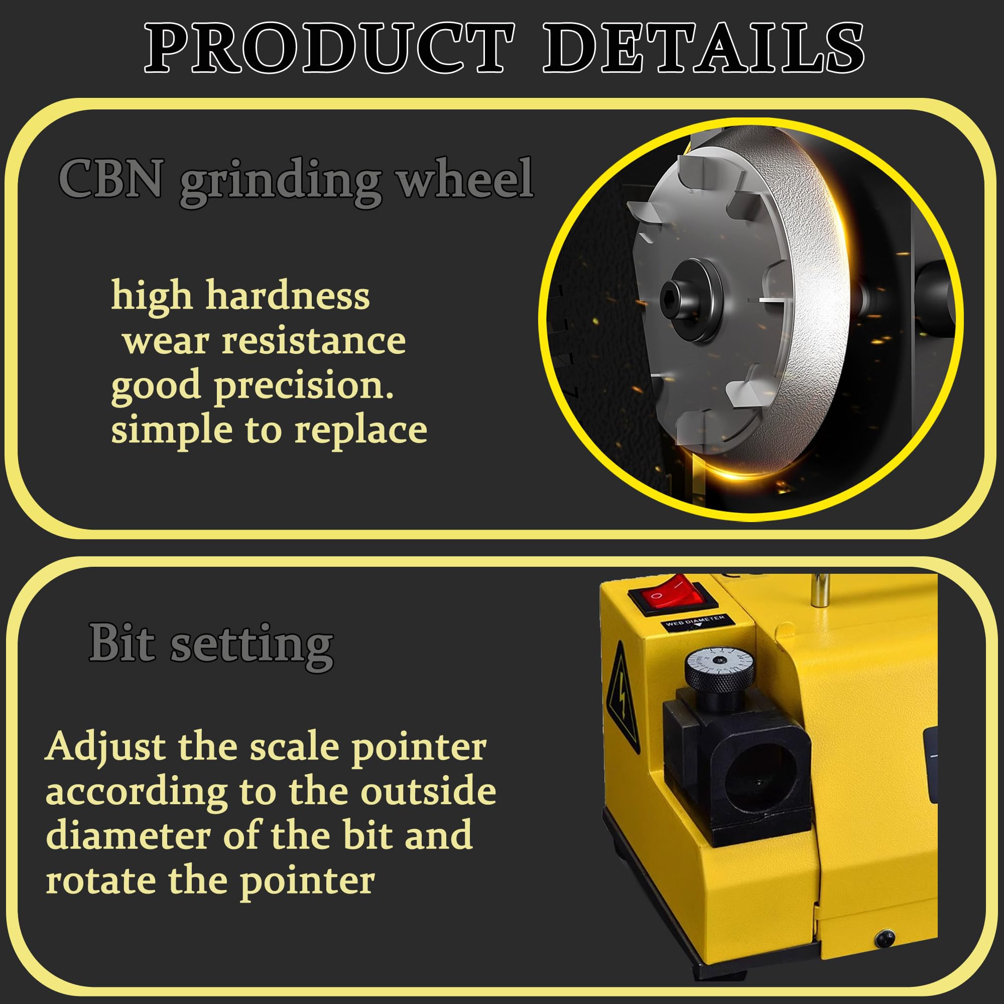 Professional Drill Bit Grinding Machine - Industrial Drill Bit Sharpener & Grinder for ф3-ф20mm Bits (20G) - Perfect for Metalworking, Woodworking & DIY Projects