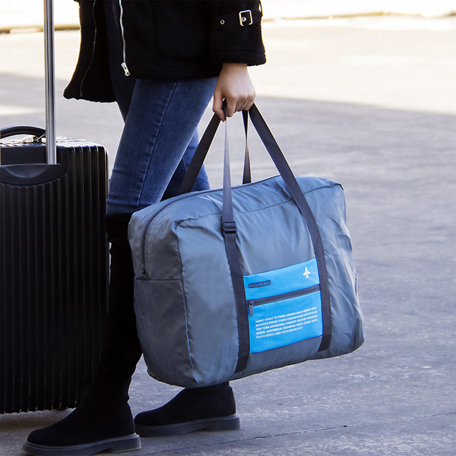 Foldable Travel Duffel Bag - Water Resistant Gym Tote & Carry On Luggage for Sports, Weekend Trips & Overnight Stays - Perfect for Gym, Travel & Outdoor Adventures