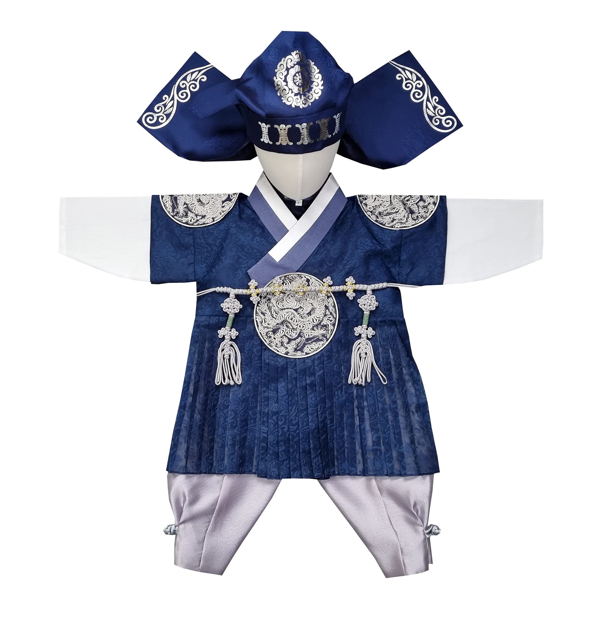 Traditional Korean Hanbok for Boys - Navy Blue Prince Outfit for Baby's 100th Day & 1st Birthday Dol Celebration (Ages 1-10) - Perfect for Cultural Events, Photo Shoots & Special Occasions