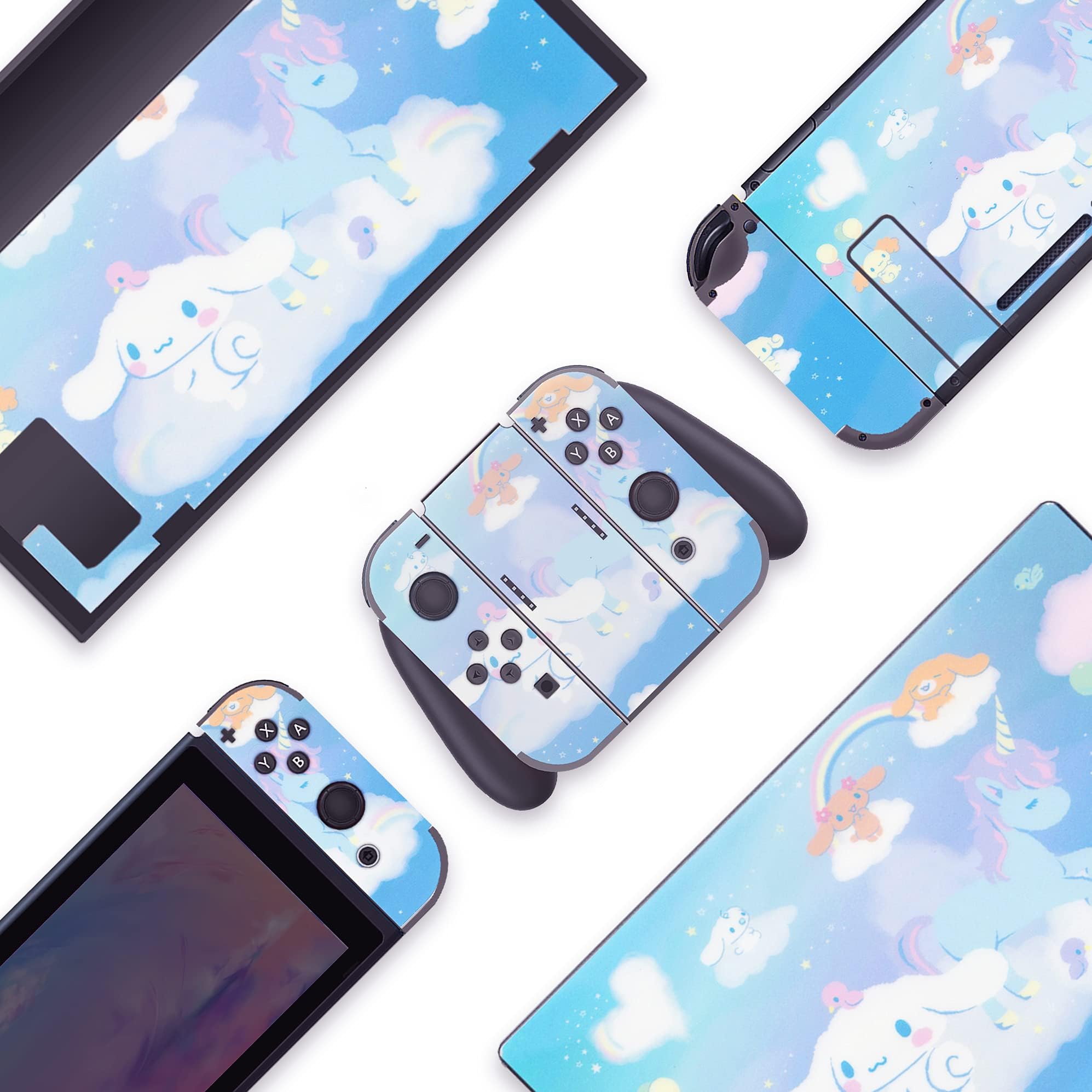 BelugaDesign Anime Dog Skin for Nintendo Switch | Cute Pastel Vinyl Sticker | Kawaii Blue Cinnamon Roll Japanese Cartoon Design - Perfect for Gaming, Travel & Home Decor