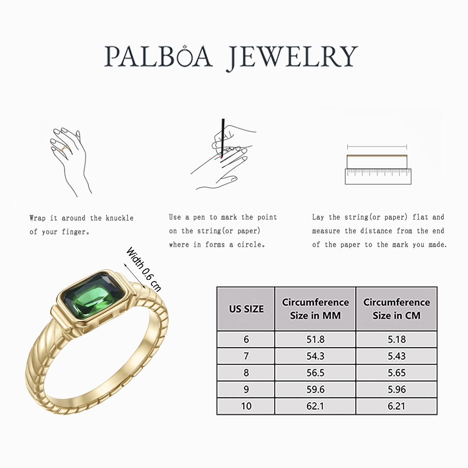 14K Gold Plated Emerald Rings for Women - Dainty Green Gemstone Rings with CZ, Non-Tarnish, Size 6/7/8/9 | Elegant Gift for Anniversary, Birthday & Special Occasions
