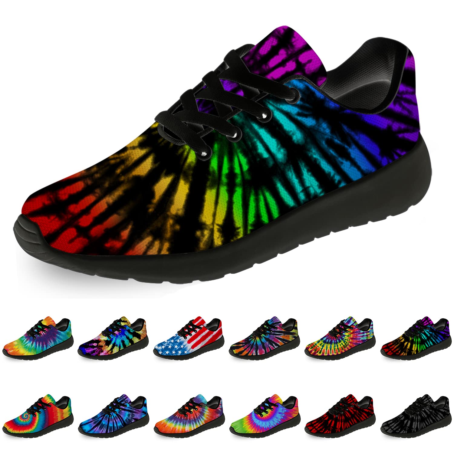 horethy Tie Dye Running Shoes for Women & Men - Comfortable Walking Tennis Sneakers for Jogging, Sports & Casual Wear - Perfect Gift for Athletes & Fashion Lovers
