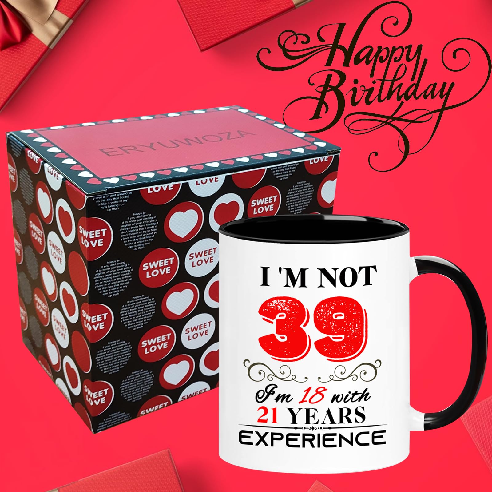 39th Birthday Mug for Women & Men - 11oz Funny Coffee Cup Gift for Mom, Dad, Wife, Husband, Grandma, Grandpa | Perfect 39 Year Old Present for Birthday Celebrations, Office Gifts & Family Occasions