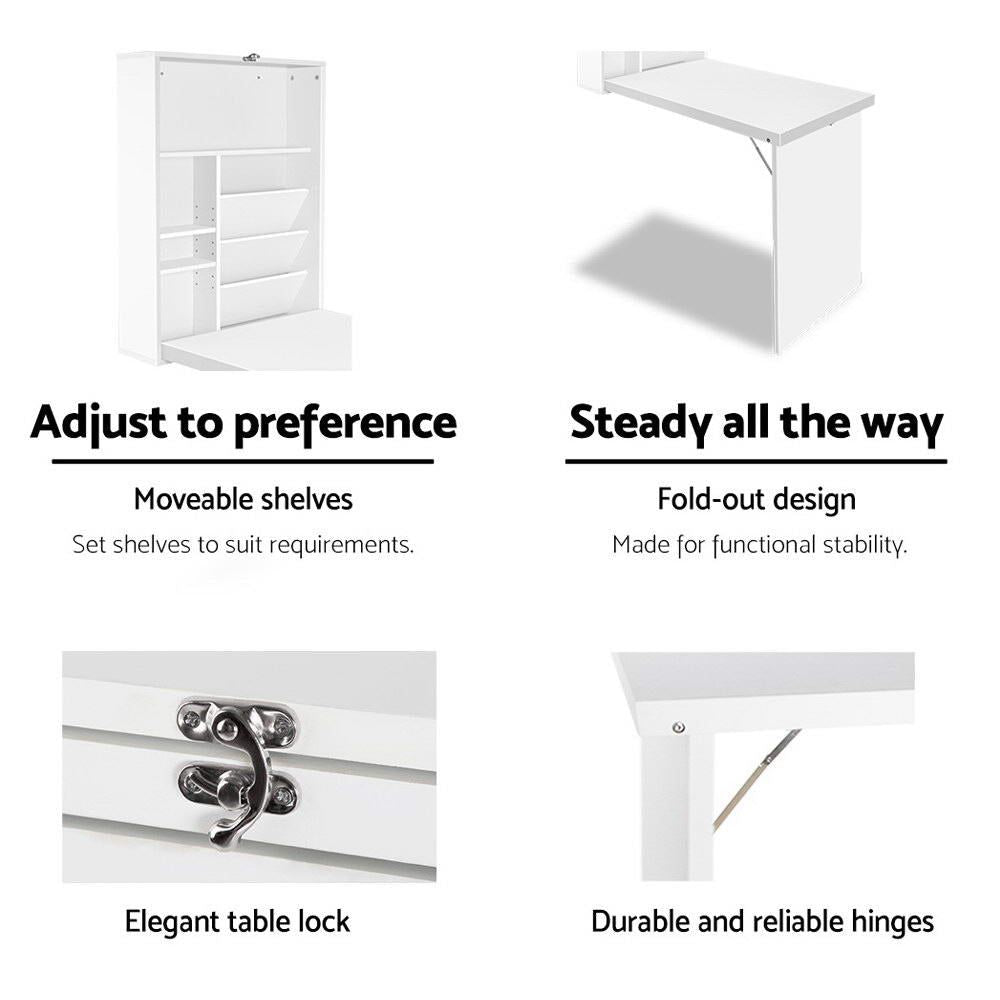 Foldable Desk with Bookshelf - White | Space-Saving Study & Workstation for Small Rooms, Dorm, Home Office | Compact & Stylish Design