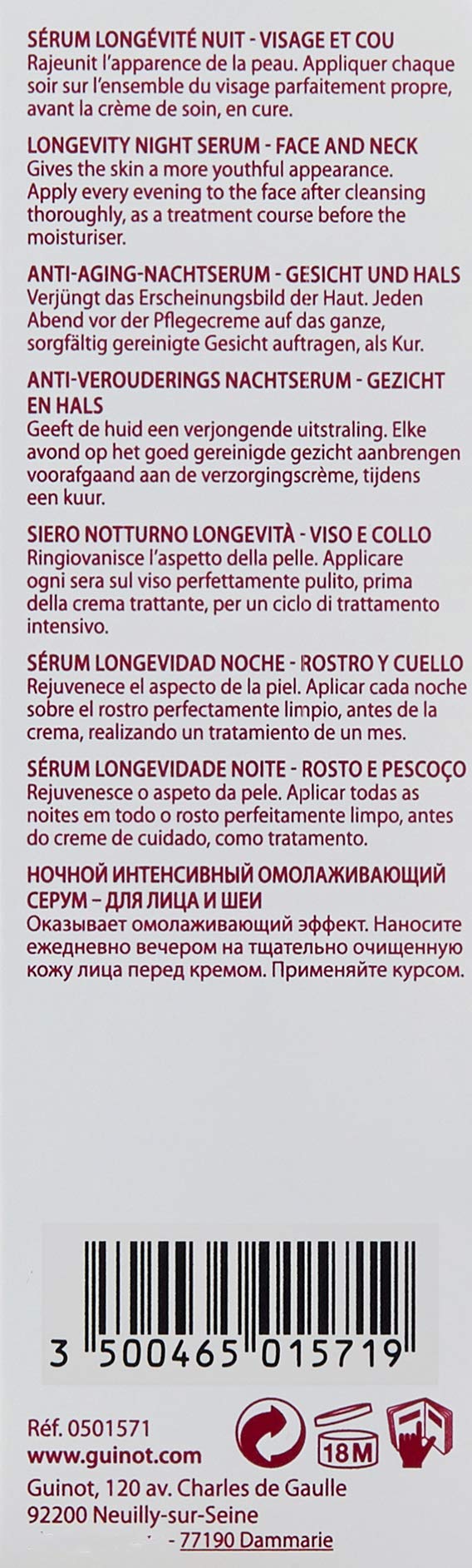 Guinot Time Logic Anti-Aging Serum - 0.74 Fl Oz Facial Treatment for Wrinkles & Fine Lines - Pack of 1 - Perfect for Nighttime Skincare Routine & Daily Hydration