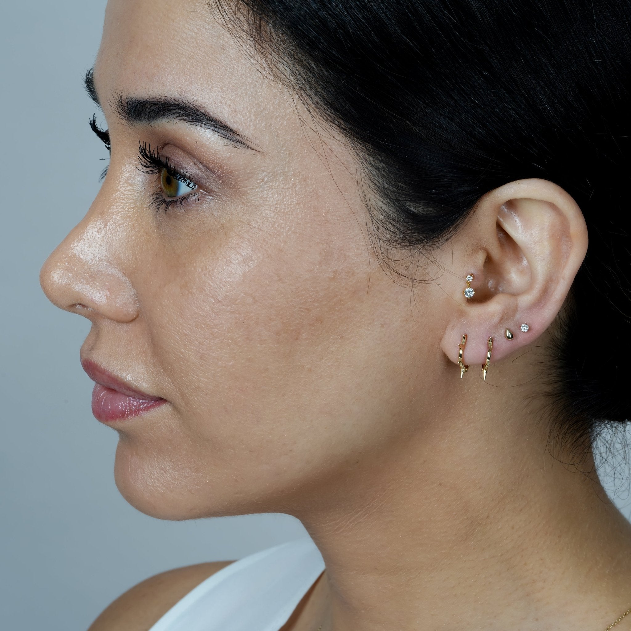 14K Solid Yellow Gold Teardrop Threaded Stud Earrings - Flat Back Post for Comfort - Perfect for Everyday Wear & Special Occasions