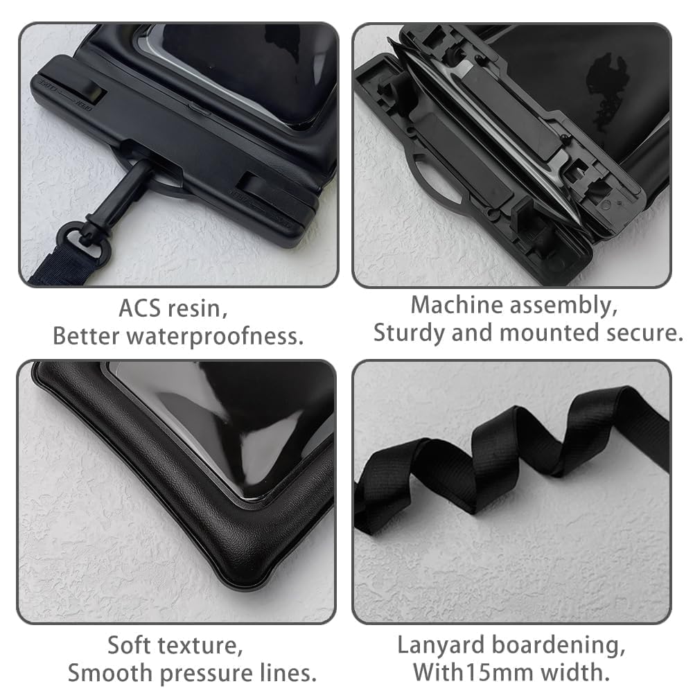 **Waterproof Phone Pouch for iPhone 16 Pro Max/15 Pro - IPX8 Floating Dry Bag - Beach, Pool & Cruise Essentials (1 Pack, Black, 8.3
