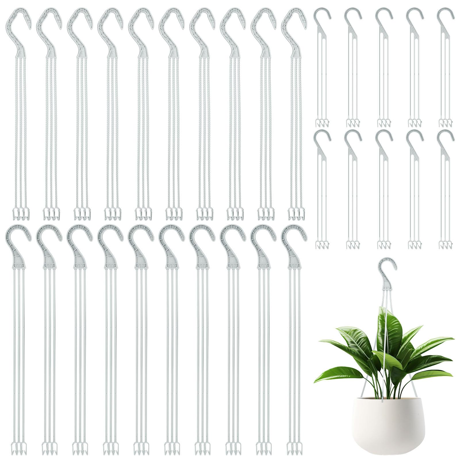 Happyyami 30pcs Plastic Hanging Basket Chains with Hooks - Heavy Duty Plant Hangers for Flower Pots, Wind Chimes, Lanterns & Bird Feeders - Perfect for Indoor/Outdoor Garden, Patio, Balcony Decor