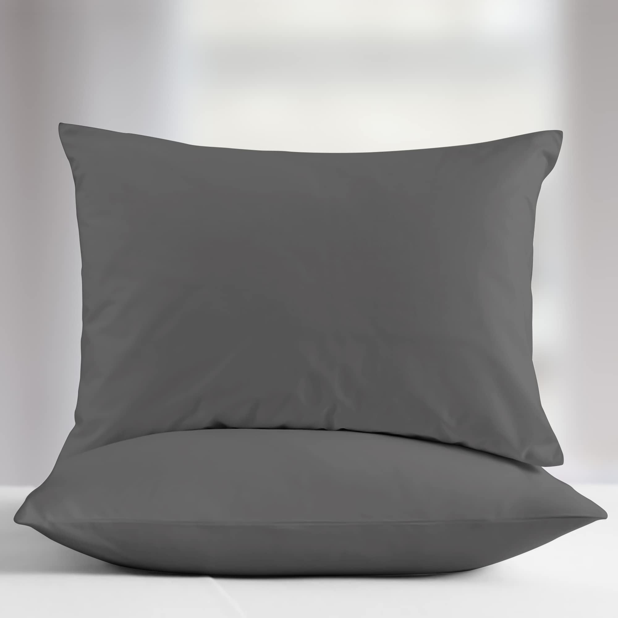 Luxury 1000 Thread Count Egyptian Cotton Pillowcases Set of 2 - Standard/Queen Size, Sateen Weave Cooling Pillow Covers for Hot Sleepers - Dark Grey - Perfect for Bedroom, Guest Room & Hotel Style Comfort