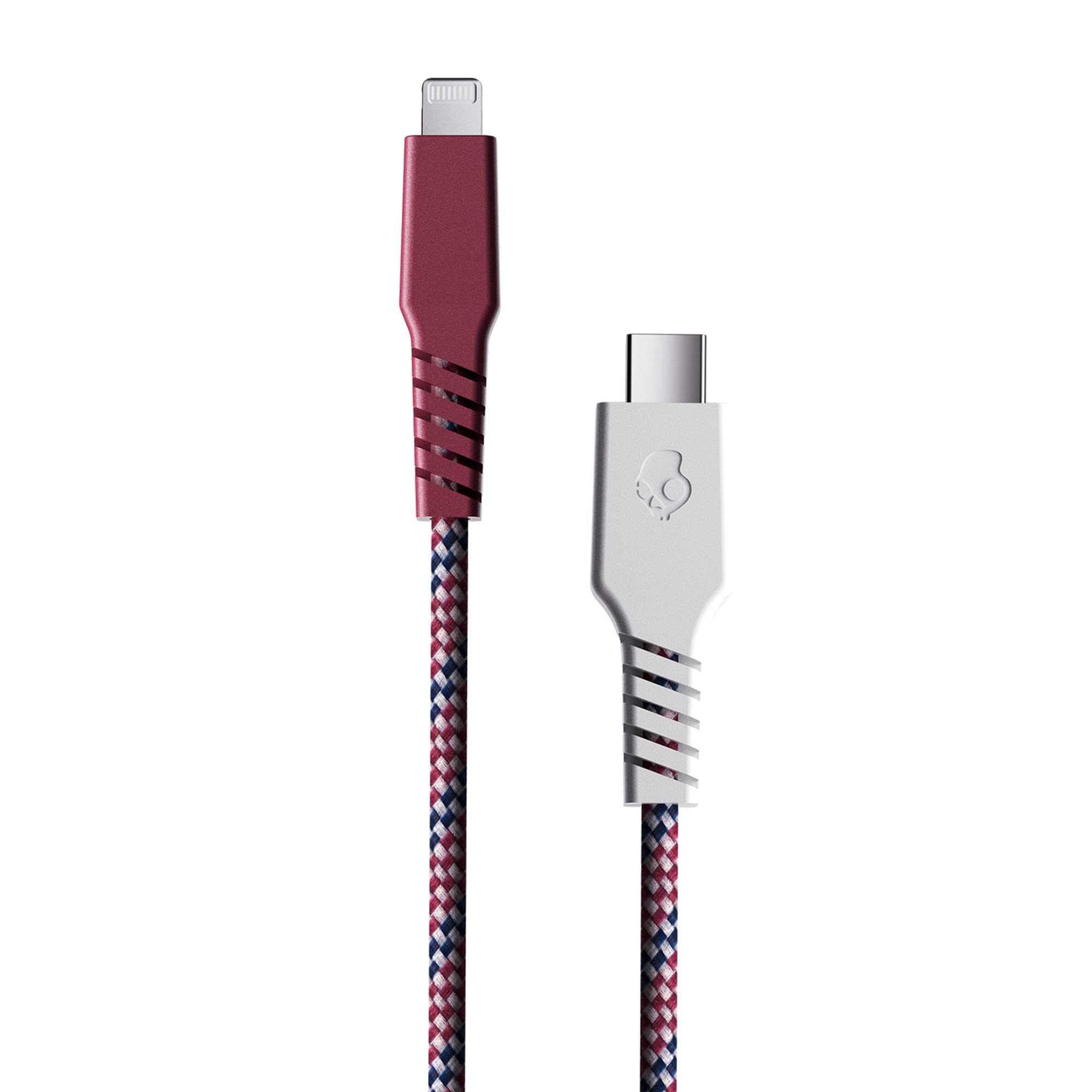 Skullcandy 6-Foot Braided USB-C to Lightning Cable - Durable Fast Charging Cord for iPhone (Vice/Crimson) | Perfect for Home, Office & Travel Charging