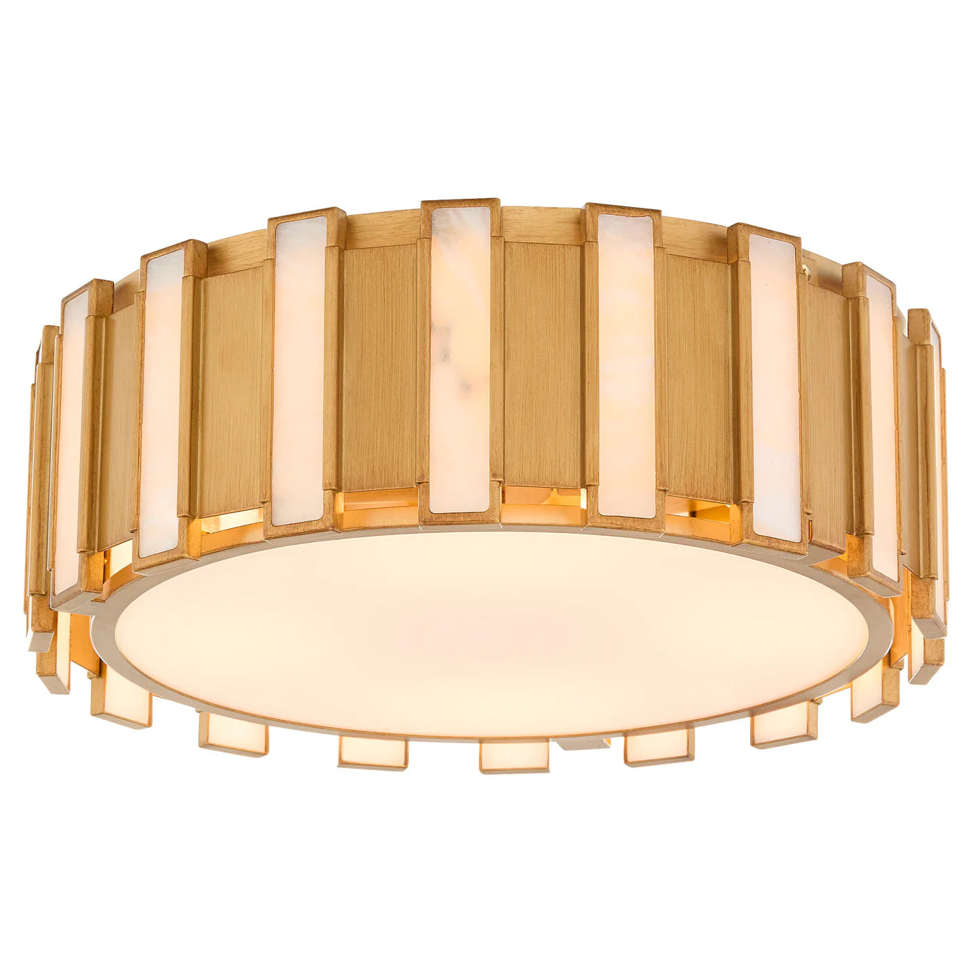 Cyan Design 11948 Volterra 4-Light Flush Mount Ceiling Fixture in Aged Brass with Alabaster Glass Panels – Perfect for Bedroom, Hallway & Entryway Lighting