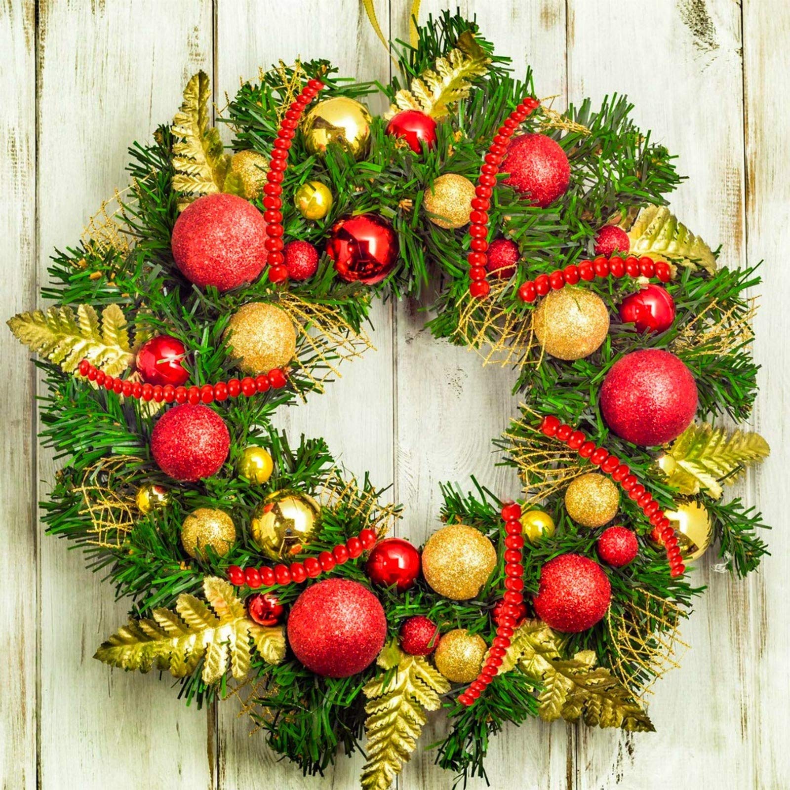Bright Red Wooden Bead Garland - 4.6ft Christmas Tree Decoration for Holiday Home Decor, Xmas Party & Festive Mantel Display