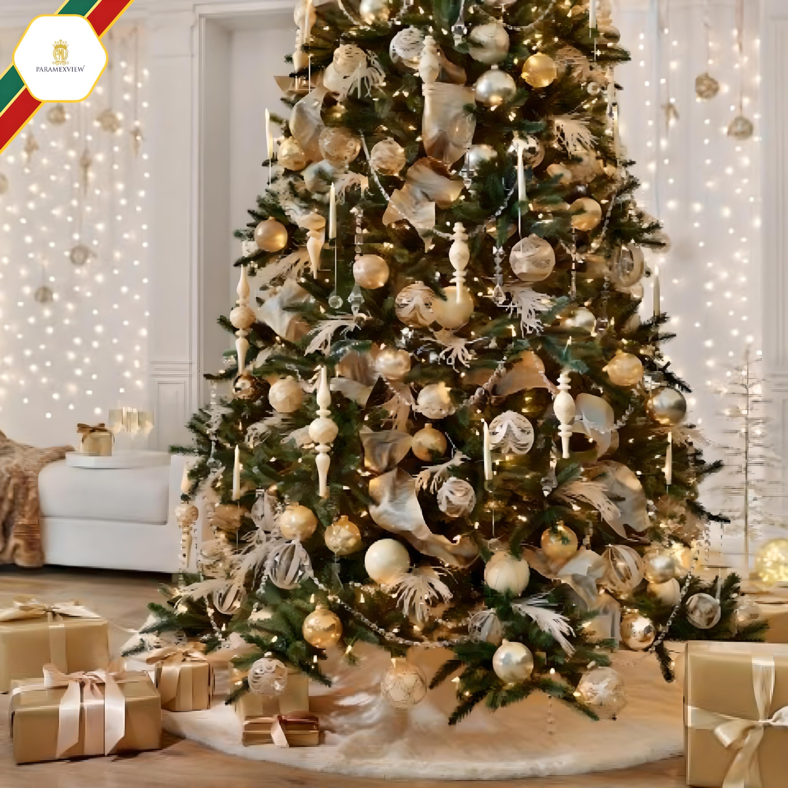 24-Piece Shatterproof Christmas Ornament Set - 40mm Gold Hanging Balls with Pre-Attached Hooks for Tree Decorations | Durable Holiday Decor for Christmas Trees, Home, Office & Party Decorating