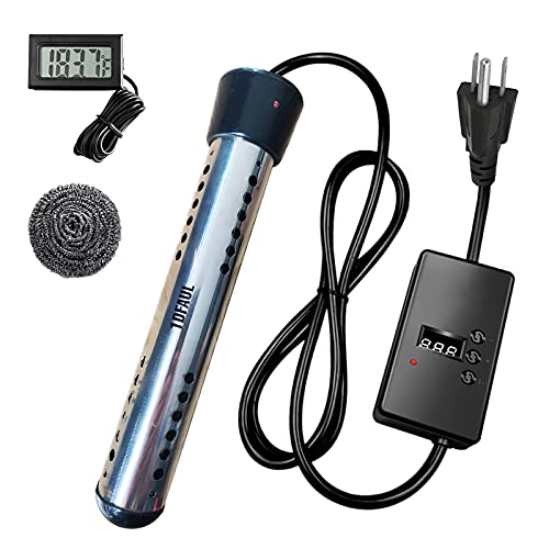 1DFAUL 1500W Immersion Heater - Stainless Steel Electric Pool & Bucket Water Heater with Floating Design | Portable Submersible Heater for Pools, Hot Tubs, Livestock Troughs & Emergency Heating