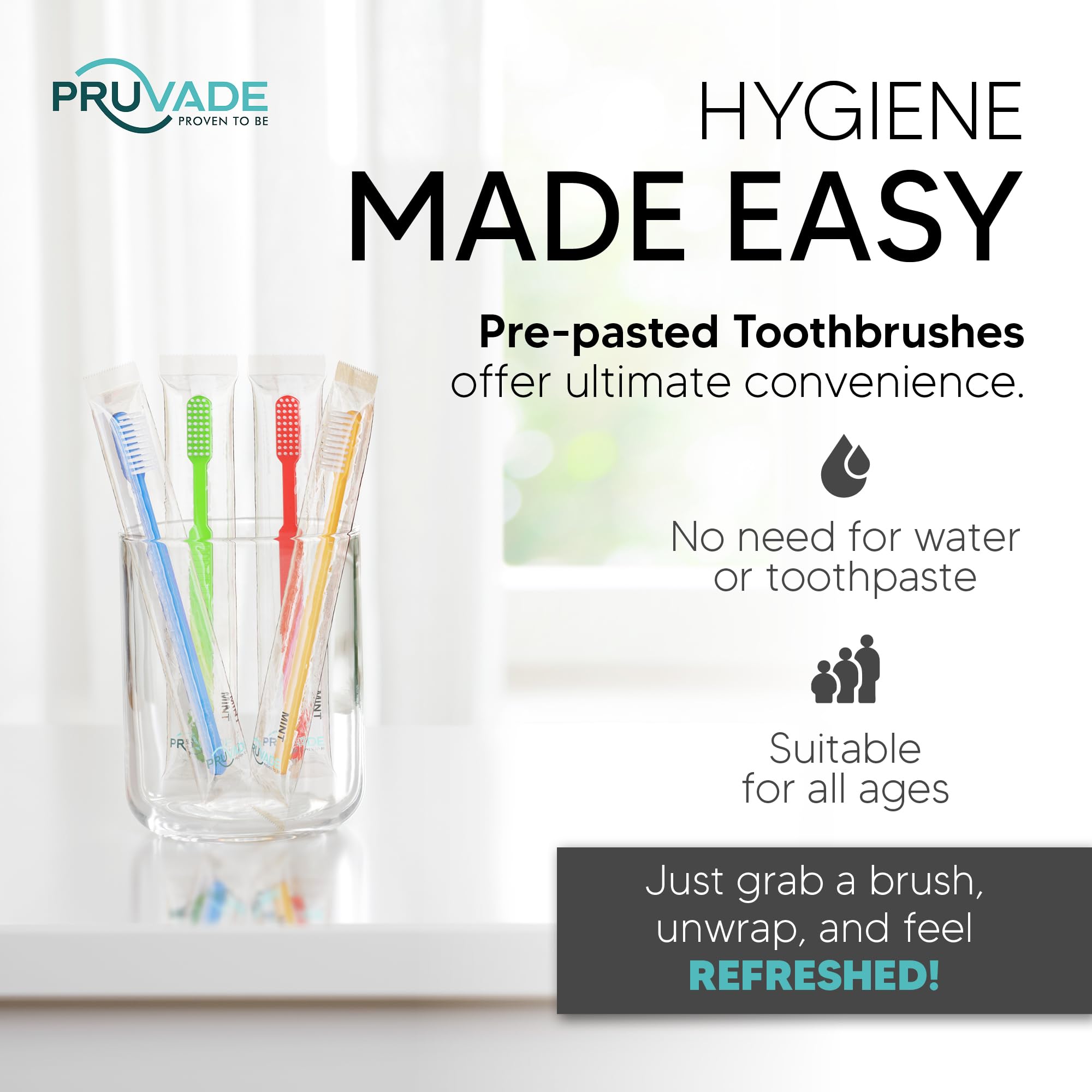 36 Pack Disposable Toothbrushes with Built-in Toothpaste | Individually Wrapped Prepasted Toothbrushes for Travel, Camping, Hotels & Airbnb | Soft Bristles, Waterless & Hygienic for On-the-Go Oral Care