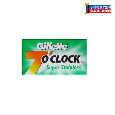 Gillette 7 O'Clock Double Edge Razor Blades 5 Pack - Green Stainless Steel Blades for Men's Shaving - Perfect for Sensitive Skin & Close Shave at Home or Travel