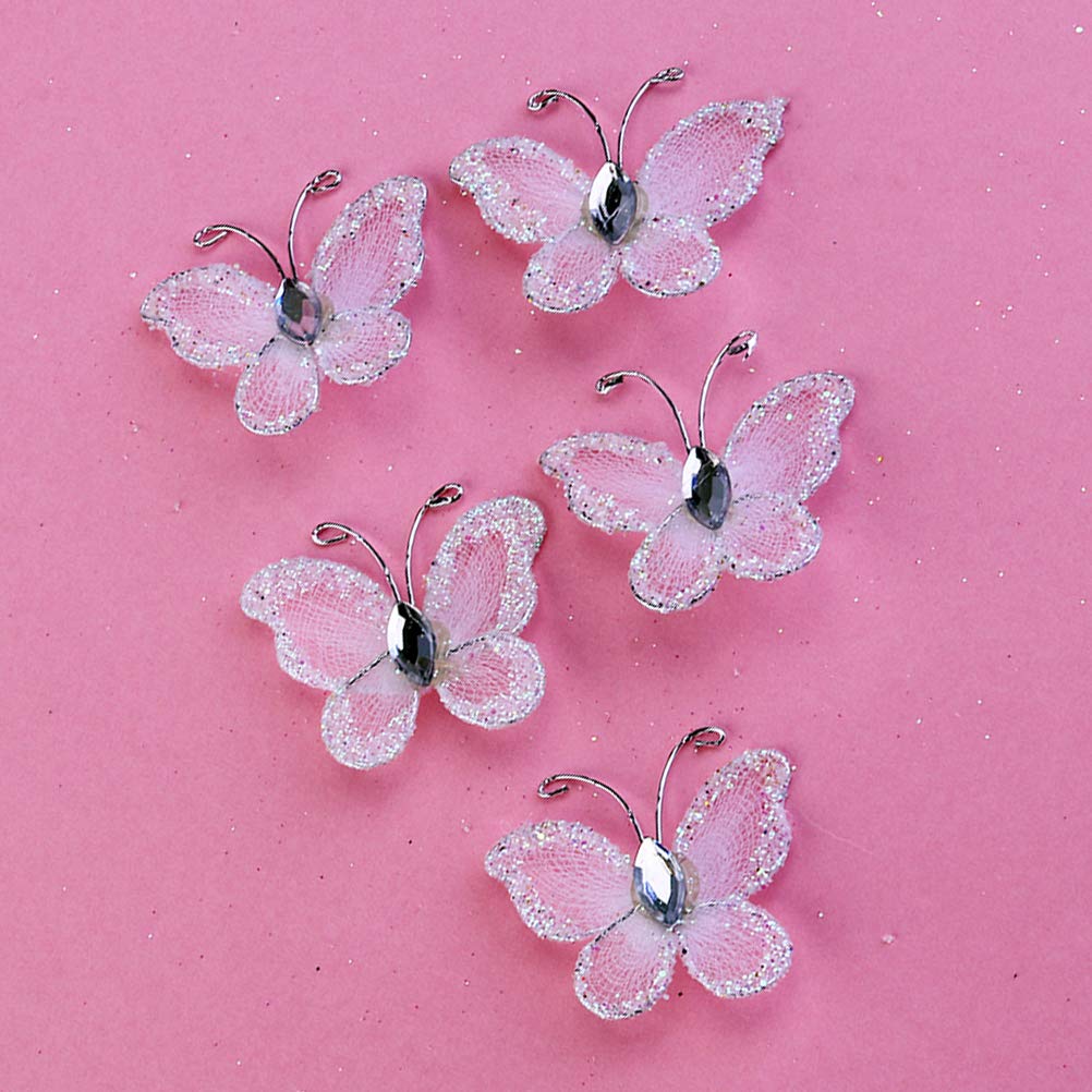 50pcs 3D Wire Mesh Glitter Butterflies - White Decorative Scatter for Wedding, Party, Table Decor, Scrapbooking & Card Making | DIY Crafts, Home & Event Decoration