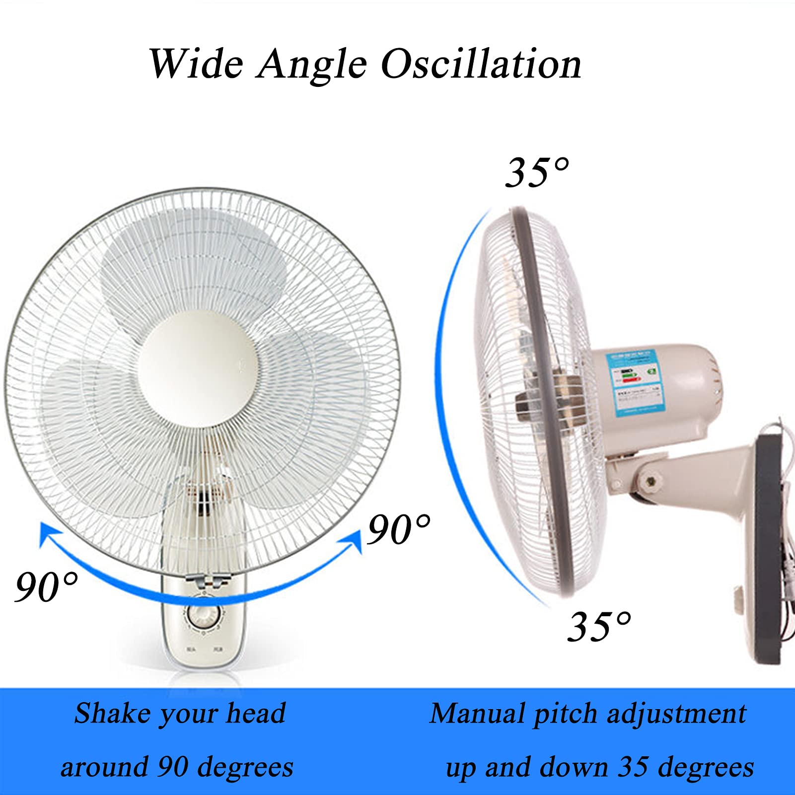 Wall Mounted Fan - Quiet, Adjustable Angle Air Circulator with 3 Speed Settings for Home & Office | Space Saving Cooling Solution for Bedroom, Kitchen, or Workspace (Style 2)