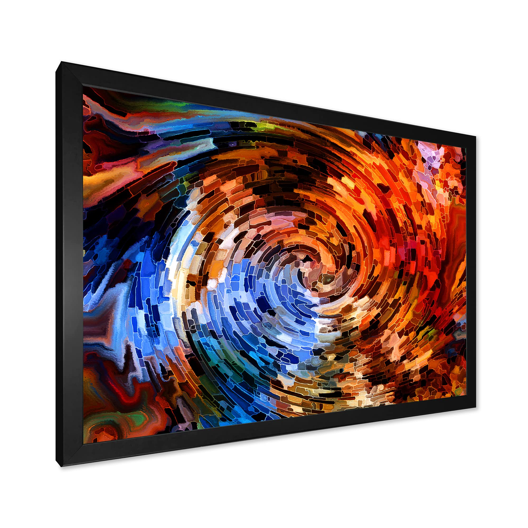 Voyages To Inner World Orange Spiral Abstract Modern Framed Wall Art - Contemporary Home Decor for Living Room, Bedroom & Office